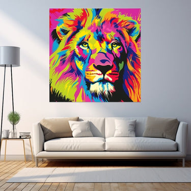 Multicolored Lion Head Painting